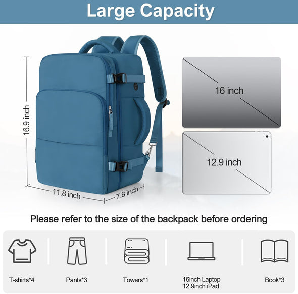 Travel Backpack, Flight Approved Backpack, College Backpack Bag, Casual Daypack, Hiking Backpack, Waterproof Carry on Business Backpack, Fit 16 Inch Laptop
