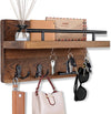 Ourwarm Wall Mounted Key Holder/Hangers for Wall Decorative with 5 Key Hooks, Wooden Mail Rack Organizer with Shelf, Rustic Home Decor for Entryway Mudroom Hallway Office, Brown