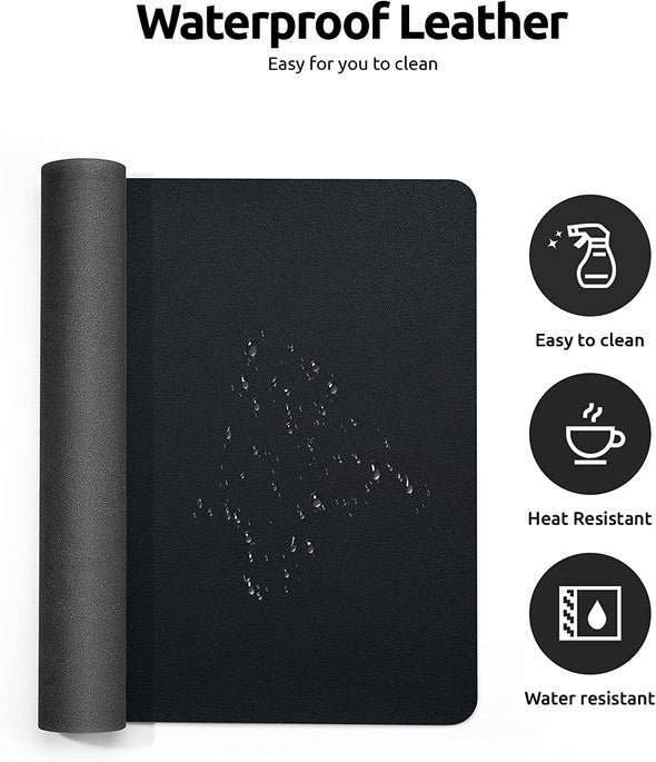 Ysagi Leather Desk Pad Protector, Office Desk Mat, Large Mouse Pad, Non-Slip PU Leather Desk Blotter, Laptop Desk Pad, Waterproof Desk Writing Pad for Office and Home (Black, 23.6" X 13.8")