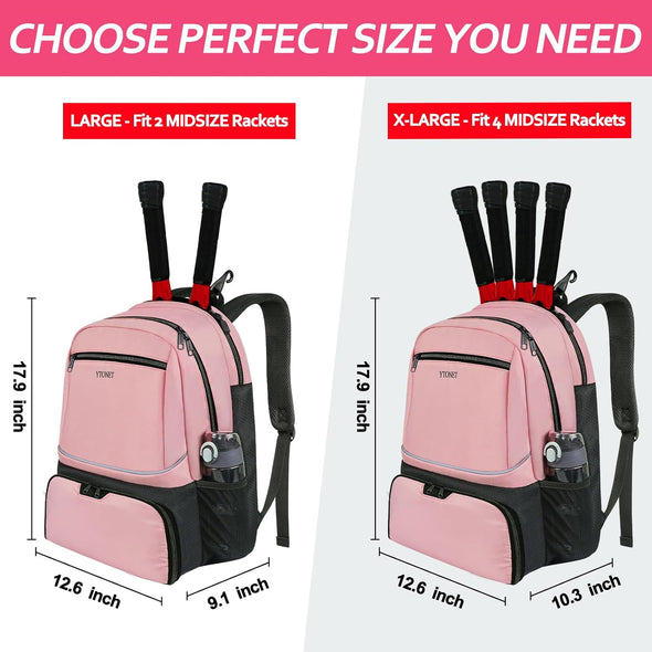 Ytonet Tennis Bag Tennis Backpack for Women Men 2 Rackets with Insulated Pocket Ventilated Shoe Compartment