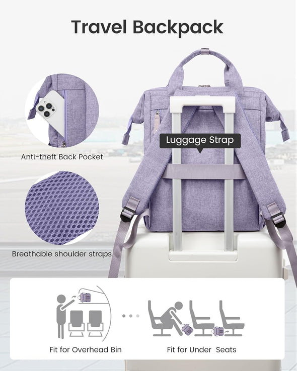 LOVEVOOK Laptop Backpack for Women, 15.6 Inch Teacher Nurse Bag Work Travel Computer Backpacks Purse, College Bookbag for School, Water Resistant Daypack, 15.6 Inch
