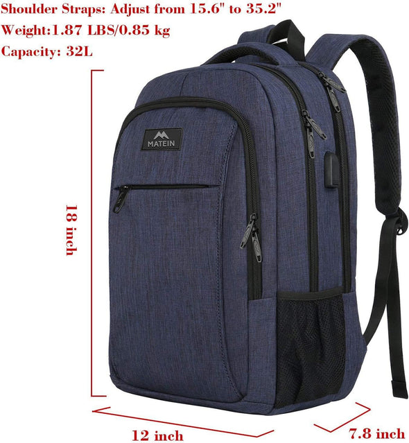 MATEIN Laptop Backpack,Slim Travel Backpack with Laptop Compartment for Men Women,College Daypack Gift Computer Bag Fits 15.6 Inch Notebook, Blue
