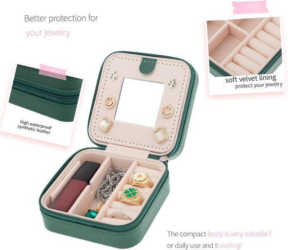 Kelofon Travel Jewelry Case and Organizer with Mirror - Gift for Women and Girls