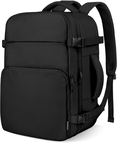 ZOMFELT Travel Backpack for Women Men, Carry on Backpack, TSA 15.6 Inch Laptop Backpack Flight Approved, Personal Item Travel Bag Nurse Bag Casual Daypack for School Weekender Business Trip, Black