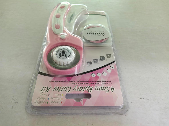 45Mm Rotary Cutter with 5Pcs Extra Blades, Ergonomic Handle Rolling Cutter with Safety Lock for Fabric, Leather, Crafting, Sewing, Quilting, Fabric Rotary Cutter Perfect for Left & Right Hand(Pink)