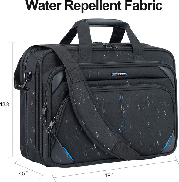 KROSER Laptop Bag 17.3 Inch Premium Laptop Briefcase, Expandable Laptop Shoulder Messenger Bag Durable Computer Case