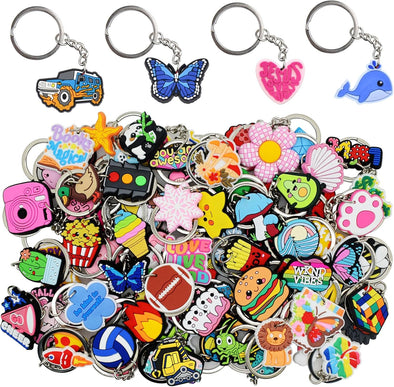 30/50/100/200Pcs Random Different Keychains, Lot Mixed Cute Keyring for Classroom Prizes Students Incentives