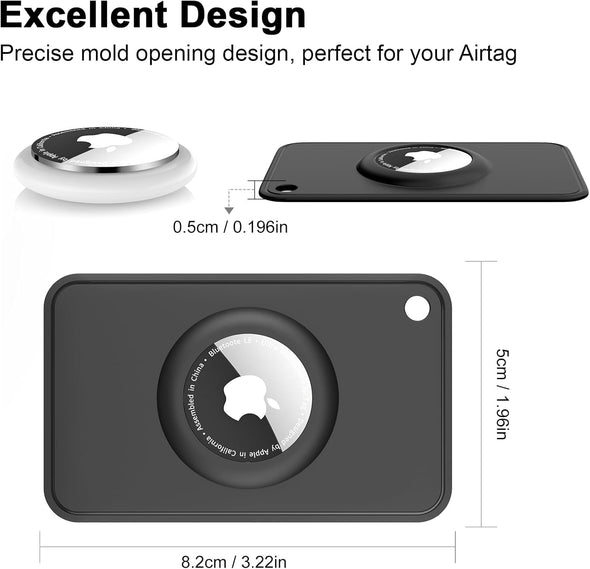2-Pack Airtag Wallet Holder - Silicone Slim Card Holder for Apple Airtag - Ultra-Thin Cardholder for Purses, Handbags, Backpack Wallets & Clutch Bags