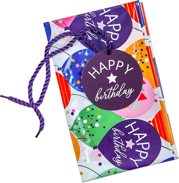 WRAPAHOLIC 56" Large Birthday Plastic Gift Bag - Colorful Balloon with Confetti Design for Kids Birthdays, Parties or Celebrating - 56" H X 36" W
