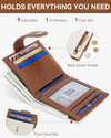BOSTANTEN Slim Wallet for Women Small RFID Blocking Credit Card Holder Leather Bifold Wallets with Zipper Coin Pocket Beige＆Brown