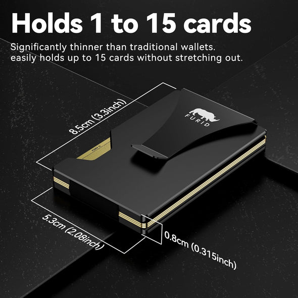 Minimalist Card Wallet for Men Slim: Rfid Metal Wallet with Money Clip Credit Card Holder - Gift for Man Husband at Anniversay Brithday