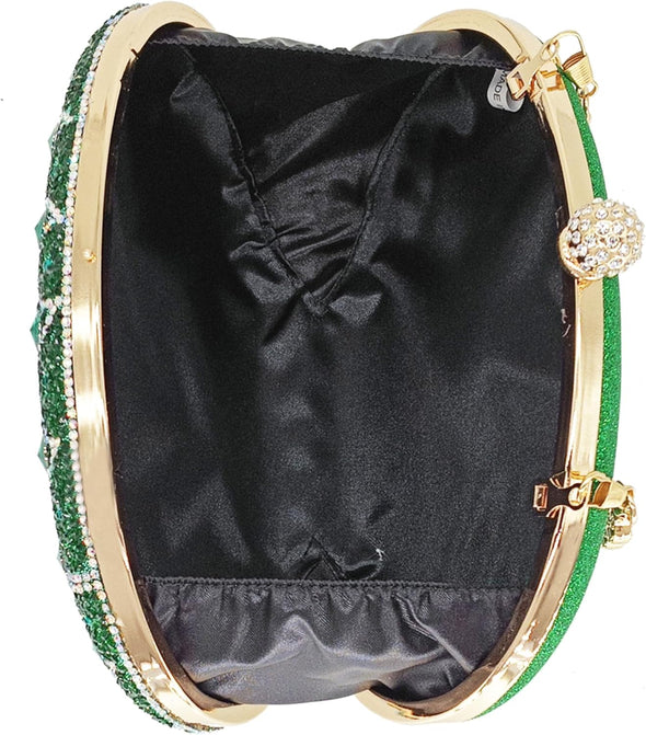 Rhinestone Clutch Purses for Women Evening Wedding Formal - round Pearl Clasp Handbag - Crystal Diamond Bag