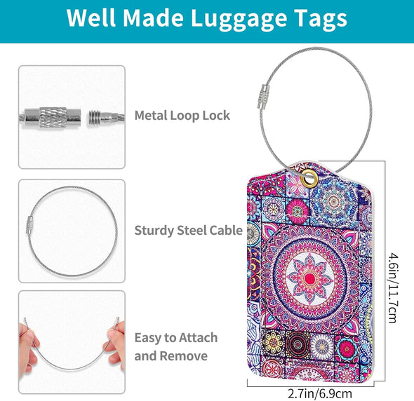 Fishent Luggage Tag, 3 Pack Travel Cruise Luggage Tags for Suitcases, Cute Suitcase Tags Identifiers Bag Tags with Privacy Flap, Baggage Name Tag for Women Men Luggage Backpack Handbag School Bag