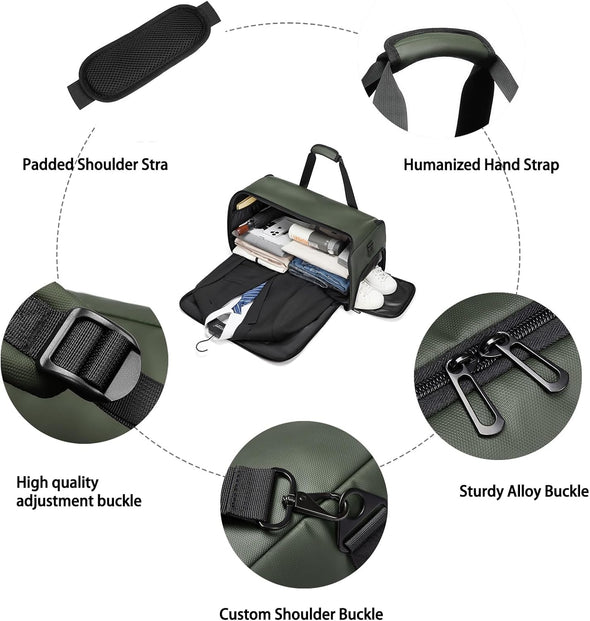 Garment Duffle Bags for Travel,Moulyan Convertible Garment Bag with Shoe Compartment,3 in 1 Waterproof Travel Suit Bag with Shoulder Strap for Men Women