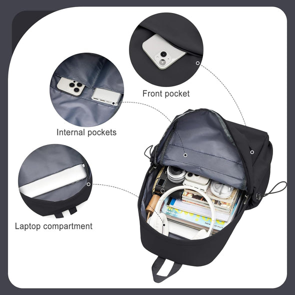 Black Backpack for Women Small Backpacks for School Bag School Backpack for College Bookbag for Women Waterproof Gym Backpacks for Men Book Bags