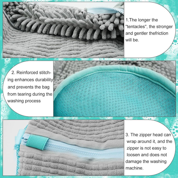 Shoe Washing Machine Bag, Laundry Shoe Bag for Washer and Dryer, Reusable Zipper Plush Sneaker Washing Machine Bag for Shoes, Gym,Tennis Shoes, Sports Delicate Gray 2Pc