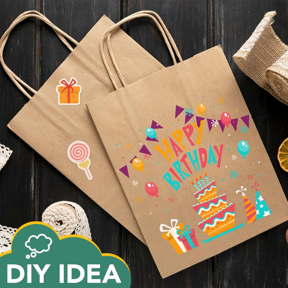 XPCARE 100Pack Brown Paper Bags 8X4.5X10 Inch, Plain Medium Paper Bags with Handles Bulk, Kraft Paper Gift Bag, Retail, Party, Shopping, Favor Bag