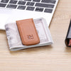 Slim Magnetic Money Clip Leather Minimalist Business Card Holder for Men, Brown