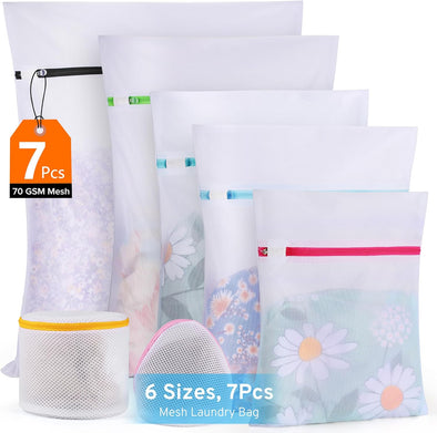 Ultimate 7 Pack 6 Size Mesh Laundry Bags Set for Delicates with Auto-Lock Zipper, Lingerie Bags for Washing Delicates, Laundry Bags Mesh Wash Bags, Delicates Laundry Bag for Jeans,Blouse,Stocking,Bra