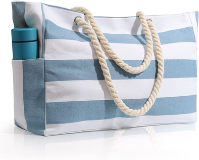 Beach Bag for Women Large Waterproof Pool Bag with Zipper, Sandproof Canvas Travel Tote Bags Gifts for Women
