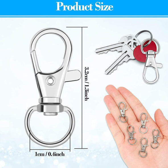 Anezus 100Pcs Key Chain Clip Hooks Swivel Lanyard Snap Hook Keychain Hooks for Lanyard Key Rings Crafting