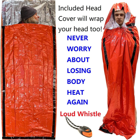 Emergency Bivy Sack Bivy Bag - Emergency Sleeping Bags 4 Pack Mylar Survival Sleeping Bag Emergency Bivvy Sack Waterproof Lightweight Foil Military Patriot Compact Gear Blanket Thermal Escape Camping