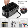 Makeup Brush Case Stand-Up Makeup Cup Travel Professional Cosmetic Bag Artist Storage Bag Large Makeup Brush Bag with Adjustable Divider (Large, Black)