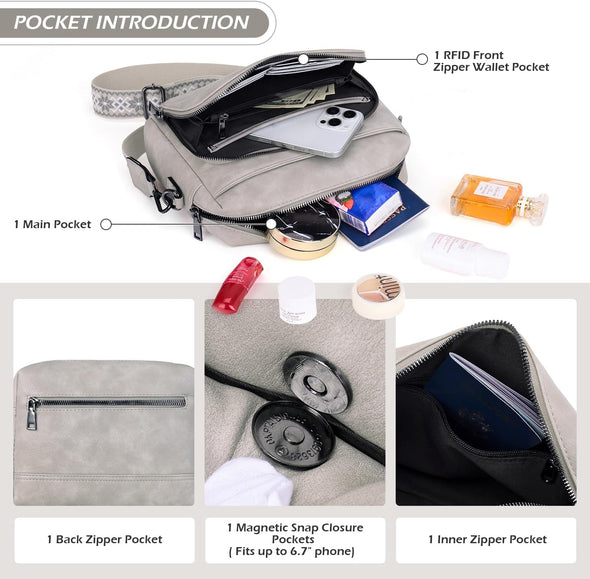 POIUGOYA Crossbody Purses for Women Trendy,Vegan Leather Medium Crossbody Bag,Women'S Crossbody Travel Purse Built in Wallet