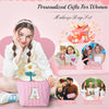 YOOLIFE Mothers Day Gifts for Women | Personalized Initial Makeup Bag | Pink Cosmetic Bag Travel Bag | 11 12 13 14 15 16 Years Old Girl Gifts Graduation Teacher Gifts Teen Girl Gifts Trendy Stuff A