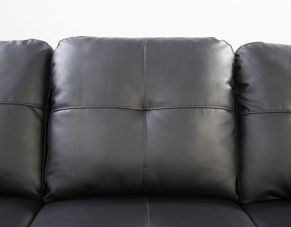 EOVTK 98" Faux Leather Sectional Sofa with Storage Ottoman Cup Holders & L-Shaped Upholstered