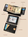 Litchi Grain Leather Bifold Wallet Credit Card Holder Top Grain Leather