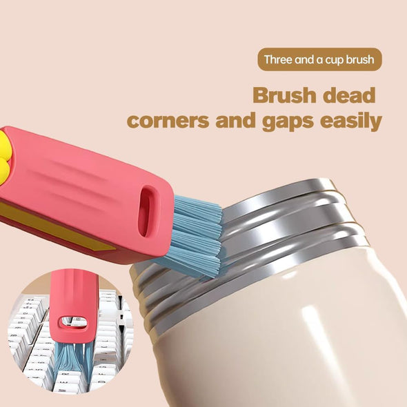 3 in 1 Cup Lid Cleaning Brush, 2025 New Crevice Cleaning Brush for Bottle Gap Tight Spaces, 3 in 1 Multifunctional Cleaning Portable Cup Lid Cleaner with Brush