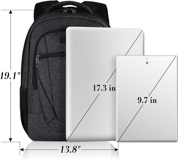 BIKROD Travel Laptop Backpack, 17 Inch Extra Large School Backpacks for Teen Boys and Girls, Black Water Resistant Women Back Pack, Business Men Sturdy Computer Bag with USB Charging Port, Gifts