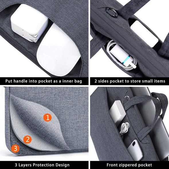 Voova Laptop Bag 17 17.3 Inch Water-Resistant Laptop Sleeve Case with Shoulder Straps & Handle, Computer Case Cover Slim Briefcase Compatible with 17-18” Hp Dell Asus Acer, Grey