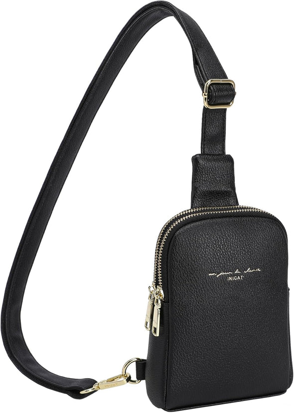 INICAT Travel Small Sling Bag Leather Crossbody Bags for Women Fanny Packs Cross Body Bag for Woman Cross Body Purses