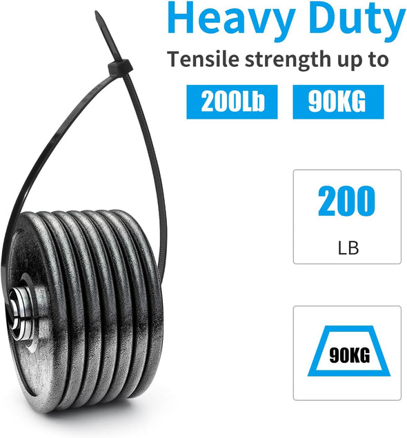 XINGO 16 Inch Black Large Zip Ties Heavy Duty 100 PCS, 200 LBS Ultra Strong Plastic Wire Ties, Large Cable Ties Extra Long Tie Wraps, Indoor and Outdoor UV Resistant