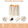 LINICE Reusable Grocery Bags Shopping Bags for Groceries Foldable Heavy Duty Canvas Tote Bag Washable Canvas Bag with Handles (3 Pack)