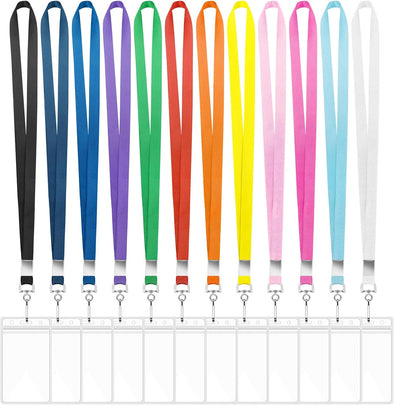 12 Pack Cruise Lanyard with ID Card Holder, Durable Lanyard with Waterproof ID Badge Holder Cruise Lanyards for ID Badges Ship Cards Carnival Sail Keys (12 Colors)