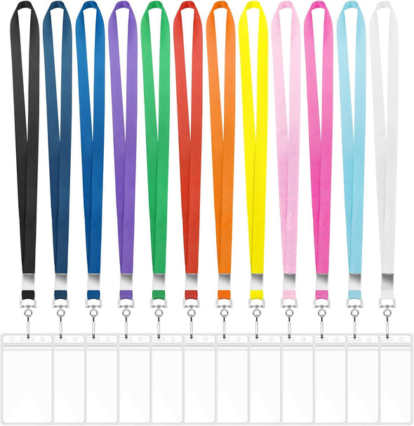 12 Pack Cruise Lanyard with ID Card Holder, Durable Lanyard with Waterproof ID Badge Holder Cruise Lanyards for ID Badges Ship Cards Carnival Sail Keys (12 Colors)