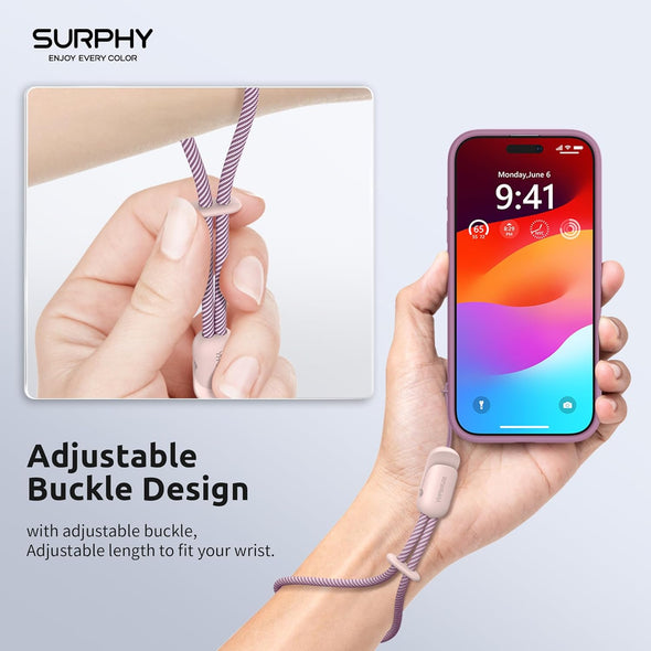 SURPHY 2 Pack Phone Lanyard, Phone Wrist Strap, anti Theft Phone Strap, Phone Charm with 2-Color Braided, Phone Wrist Lanyard for Women and Men, Pink & Gray