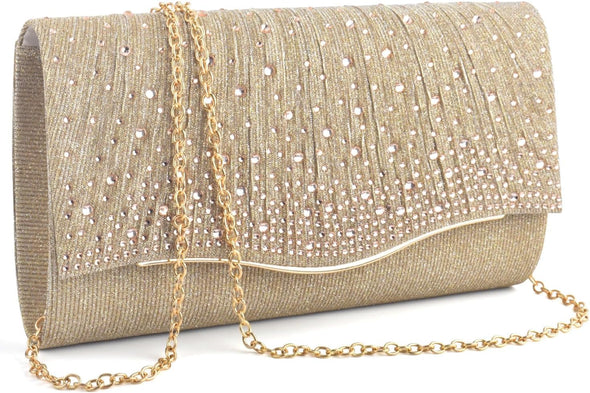 TINDTOP Clutch Purses for Women, Formal Evening Bags Suede Shoulder Envelope Party Handbags Wedding Cocktail Prom Clutches