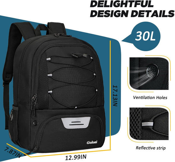 Goloni Soccer Bag, Basketball Bag with Ball Compartment & Shoe Compartment,Large Soccer Backpack for Basketball,Gym，Football
