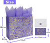 Qirrmiy 13" Large Rose Purple Gift Bag Set with Greeting Card and Tissue Paper for Women or Girls for Celebrating Birthdays, Valentine'S Day, Weddings, Anniversaries, Mother'S Day