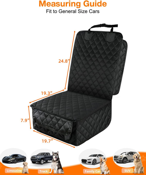 PETICON Waterproof Front Seat Car Cover 2 Pack, Full Protection Dog Car Seat Cover with Side Flaps, Nonslip Scratchproof Captain Chair Seat Cover Fits for Cars, Trucks, Suvs, Jeep, Black