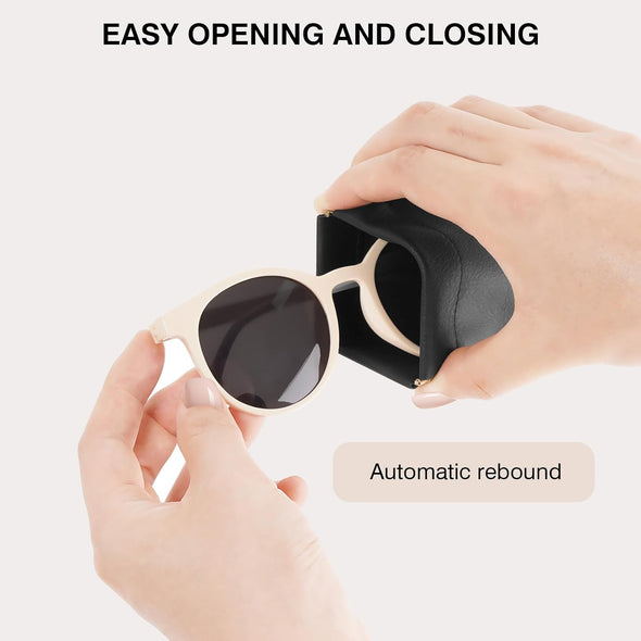 Marvolia Sunglass Case, Portable Squeeze Top Glasses Cases Soft Eyeglass Cases for Women Men Pu Leather Glasses Pouch