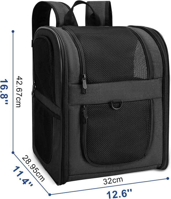Apollo Walker Pet Carrier Backpack for Large/Small Cats and Dogs, Puppies, Safety Features and Cushion Back Support for Travel, Hiking, Outdoor Use (Black)