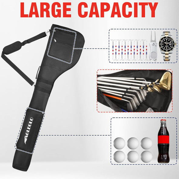 Eagleglo Golf Bag, Golf Travel Bag Foldable & Adjustable, Golf Carry Bag Holds a Full Set of Clubs, Golf Bags for 8-10 Golf Clubs, Small Golf Bag Practice Bag, Carry Golf Bags for Men, Women