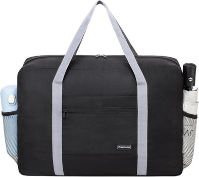 Personal Item Bag for Airlines - Foldable Travel Bag 18X14X8 Small Duffle Bag for Spirit Frontier Weekender Overnight - Black