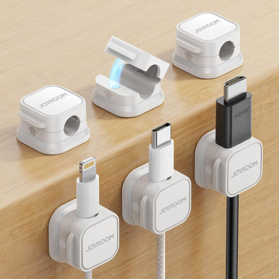 6 Pack Magnetic Cable Clips [Cable Smooth Adjustable] Cord Holder, under Desk Cable Management, JOYROOM Adhesive Wire Holder Keeper Organizer for Home Office Desk Phone Car Wall Desktop Nightstand