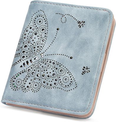 Small RFID Wallet Women Ultra Thin Slim Womens Wallet Mini Compact Bifold Pocket Ladies Wallets for Women BLUE